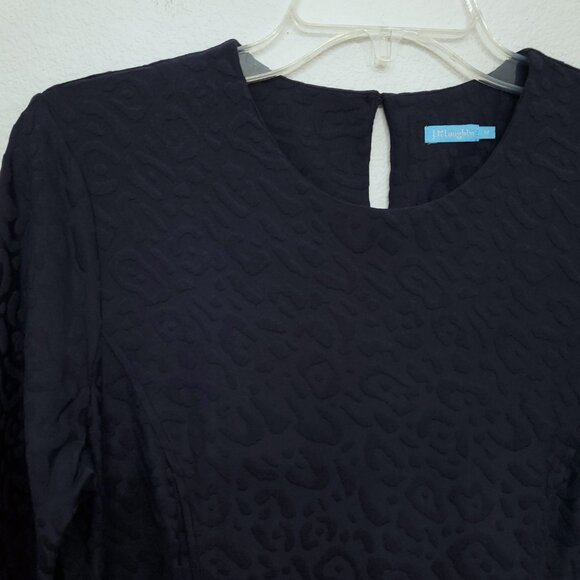 J.McLaughlin Catalyst Navy Dress in Textured Posh Cheetah Jacquard Size Medium - Picture 7 of 14